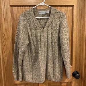 Northern Isles Hand Knit Cable Zip Cardigan Sweater M Cottagecore
